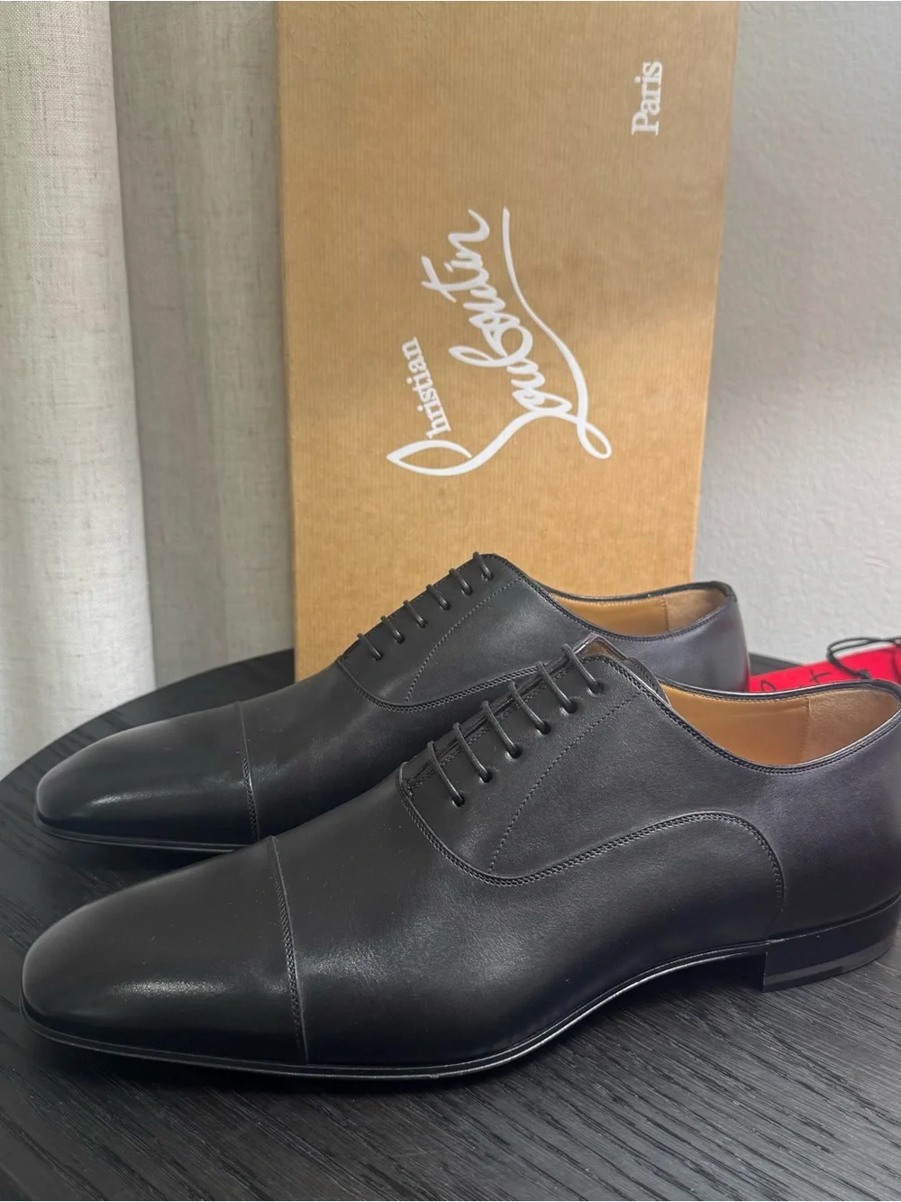Christian Louboutin Greggo Lace-Up Dress Shoes Leather Black 43